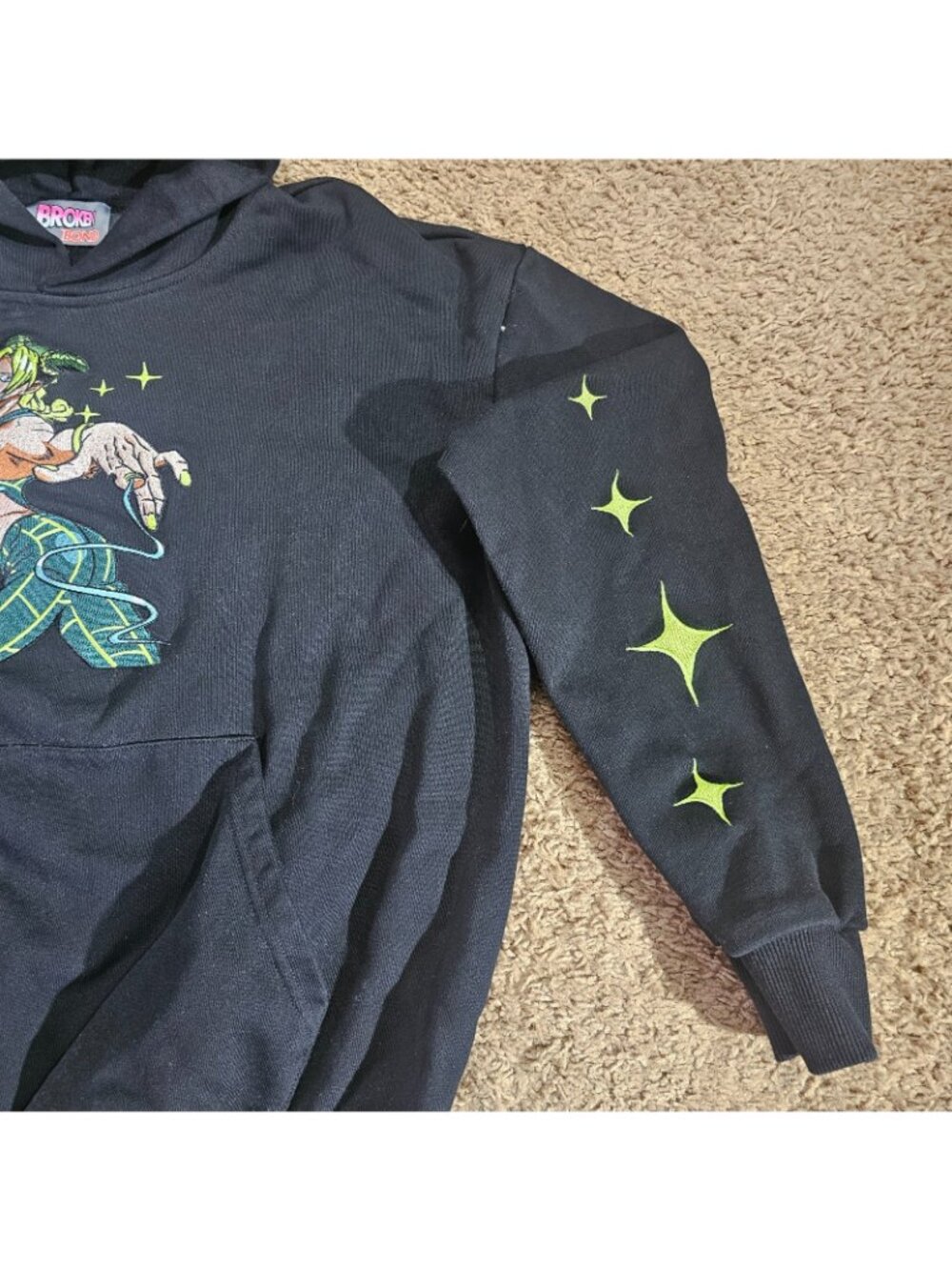Broken Bond Hoodie L Black JoJos Bizarre Adventure Jolyne Cujoh Graphic Pullover - Picture 3 of 11